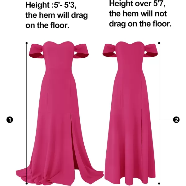 imageZESICA Womens 2023 Off Shoulder Wedding Guest Dress Short Sleeve High Split Bodycon Evening Gown Maxi DressesRose