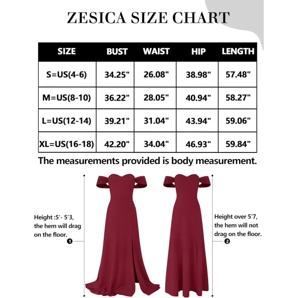 imageZESICA Womens 2023 Off Shoulder Wedding Guest Dress Short Sleeve High Split Bodycon Evening Gown Maxi DressesWine