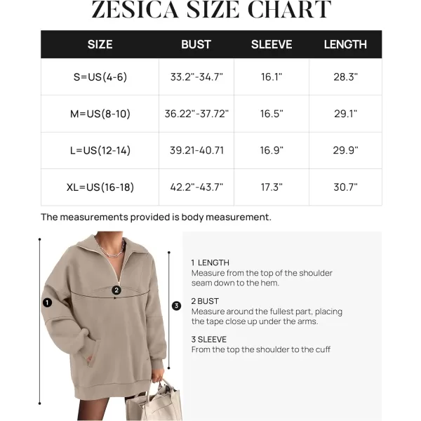imageZESICA Womens 2023 Oversized Half Zip Sweatshirt Long Sleeve Quarter Zip Pullover Y2K Hoodies Tops Fall Winter OutfitsAlmond