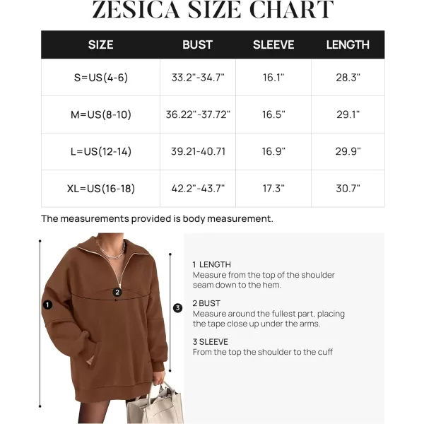 imageZESICA Womens 2023 Oversized Half Zip Sweatshirt Long Sleeve Quarter Zip Pullover Y2K Hoodies Tops Fall Winter OutfitsBrown