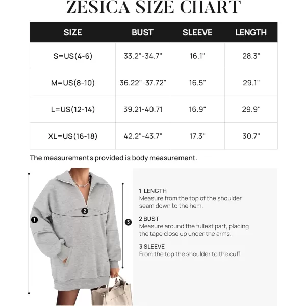 imageZESICA Womens 2023 Oversized Half Zip Sweatshirt Long Sleeve Quarter Zip Pullover Y2K Hoodies Tops Fall Winter OutfitsGrey