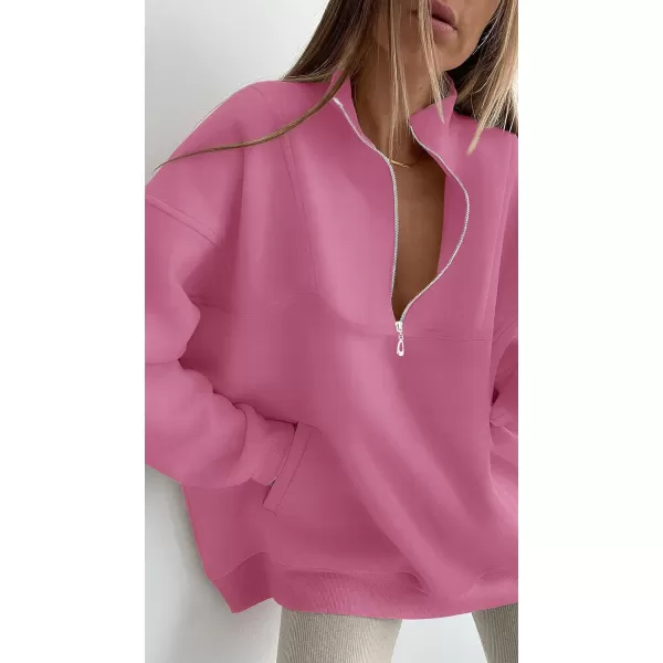 imageZESICA Womens 2023 Oversized Half Zip Sweatshirt Long Sleeve Quarter Zip Pullover Y2K Hoodies Tops Fall Winter OutfitsPlum