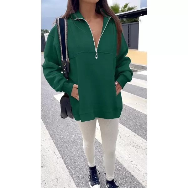 imageZESICA Womens 2023 Oversized Half Zip Sweatshirt Long Sleeve Quarter Zip Pullover Y2K Hoodies Tops Fall Winter OutfitsTealgreen