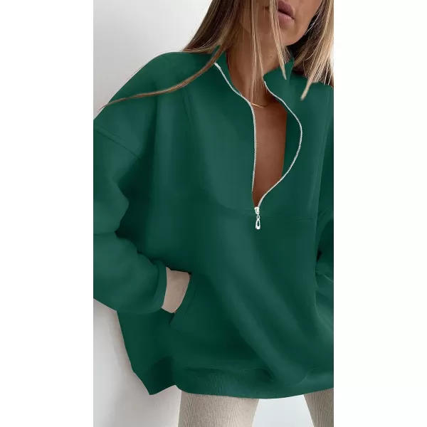 imageZESICA Womens 2023 Oversized Half Zip Sweatshirt Long Sleeve Quarter Zip Pullover Y2K Hoodies Tops Fall Winter OutfitsTealgreen