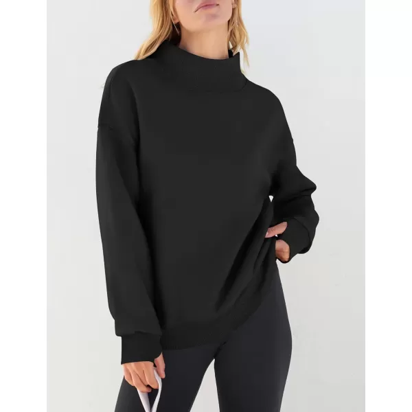 imageZESICA Womens 2023 Oversized Sweatshirts Turtleneck Long Sleeve Chunky Loose Fleece Y2K Pullover Hoodies TopsBlack