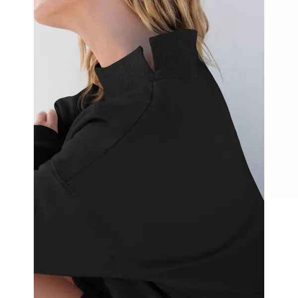 imageZESICA Womens 2023 Oversized Sweatshirts Turtleneck Long Sleeve Chunky Loose Fleece Y2K Pullover Hoodies TopsBlack