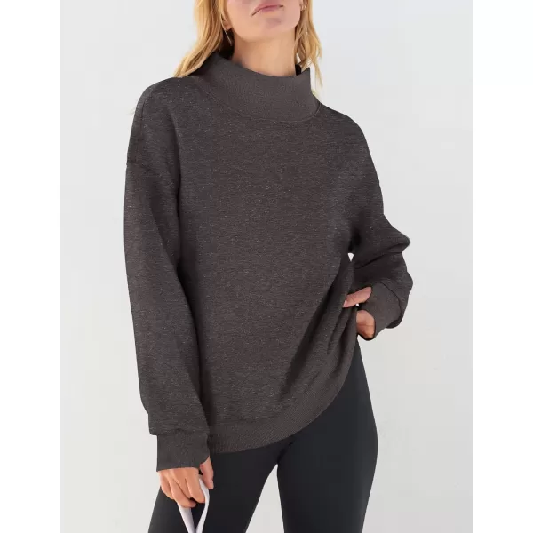 imageZESICA Womens 2023 Oversized Sweatshirts Turtleneck Long Sleeve Chunky Loose Fleece Y2K Pullover Hoodies TopsCarbon