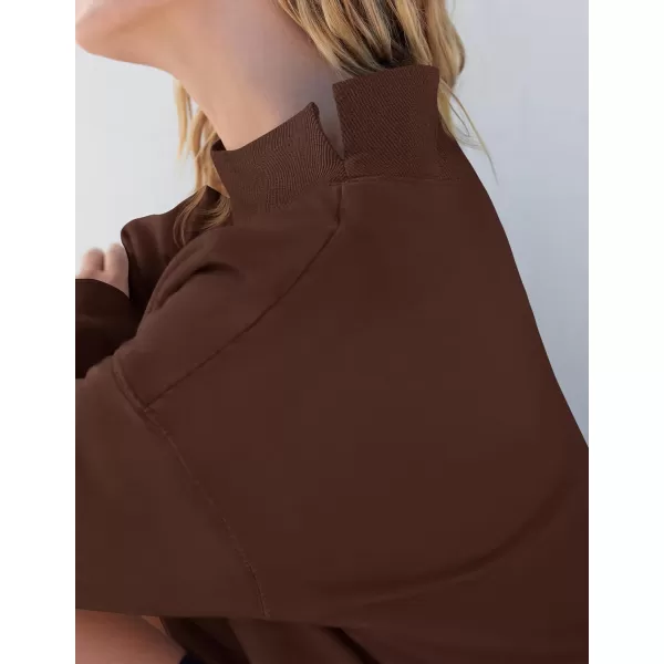 imageZESICA Womens 2023 Oversized Sweatshirts Turtleneck Long Sleeve Chunky Loose Fleece Y2K Pullover Hoodies TopsCoffee