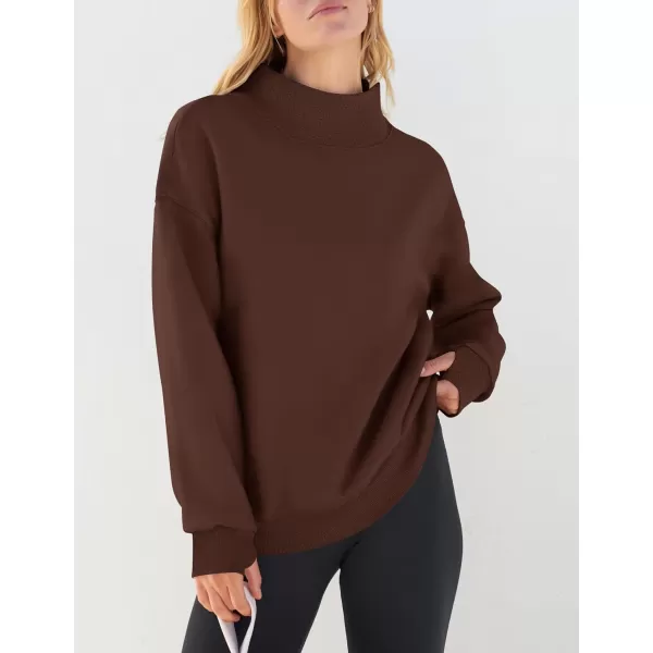 imageZESICA Womens 2023 Oversized Sweatshirts Turtleneck Long Sleeve Chunky Loose Fleece Y2K Pullover Hoodies TopsCoffee