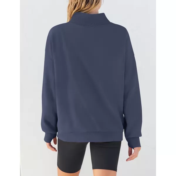 imageZESICA Womens 2023 Oversized Sweatshirts Turtleneck Long Sleeve Chunky Loose Fleece Y2K Pullover Hoodies TopsNavy
