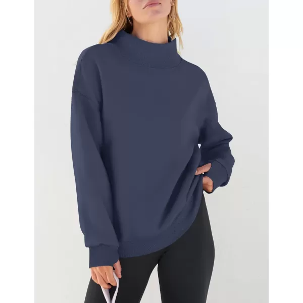 imageZESICA Womens 2023 Oversized Sweatshirts Turtleneck Long Sleeve Chunky Loose Fleece Y2K Pullover Hoodies TopsNavy