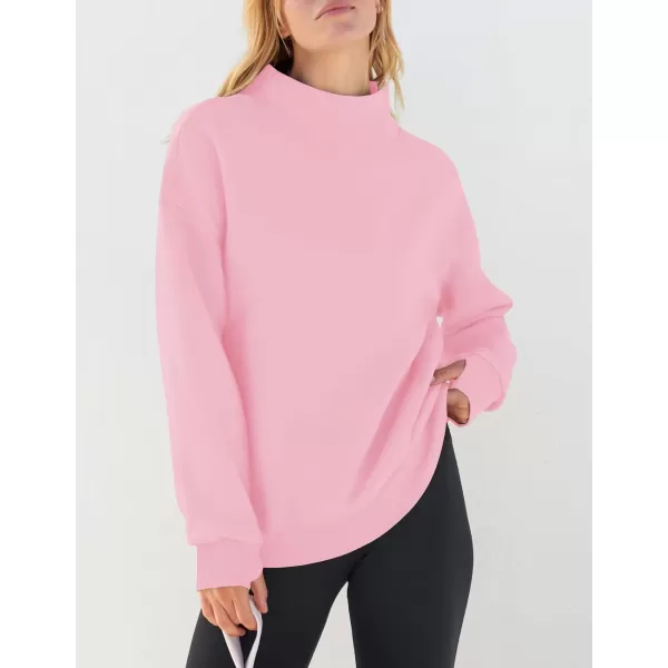imageZESICA Womens 2023 Oversized Sweatshirts Turtleneck Long Sleeve Chunky Loose Fleece Y2K Pullover Hoodies TopsPink