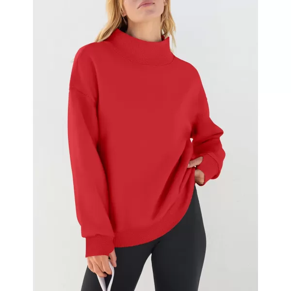 imageZESICA Womens 2023 Oversized Sweatshirts Turtleneck Long Sleeve Chunky Loose Fleece Y2K Pullover Hoodies TopsRed