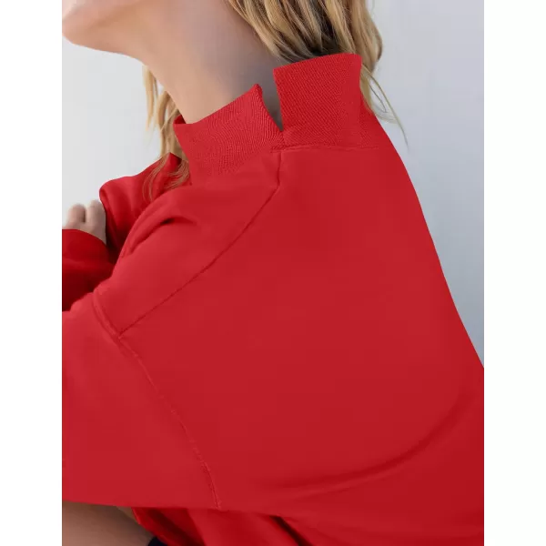 imageZESICA Womens 2023 Oversized Sweatshirts Turtleneck Long Sleeve Chunky Loose Fleece Y2K Pullover Hoodies TopsRed