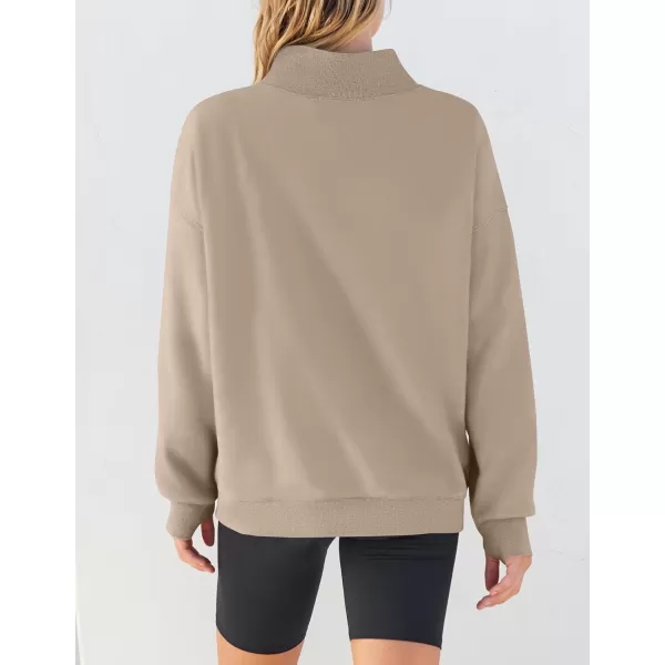 imageZESICA Womens 2023 Oversized Sweatshirts Turtleneck Long Sleeve Chunky Loose Fleece Y2K Pullover Hoodies TopsTan