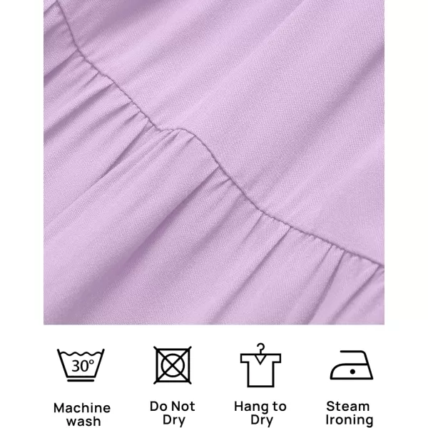 imageZESICA Womens 2023 Sexy Boho Off Shoulder Puff Short Sleeve High Waist Ruffled Flowy A Line Beach Party Midi DressPurple