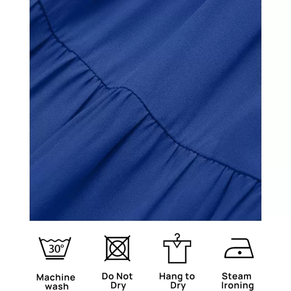 imageZESICA Womens 2023 Sexy Boho Off Shoulder Puff Short Sleeve High Waist Ruffled Flowy A Line Beach Party Midi DressRoyalblue
