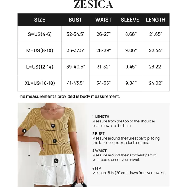 imageZESICA Womens 2023 Short Sleeve Square Neck T Shirts Slim Fitted Summer Ribbed Knit Basic Casual Tee TopsGinger
