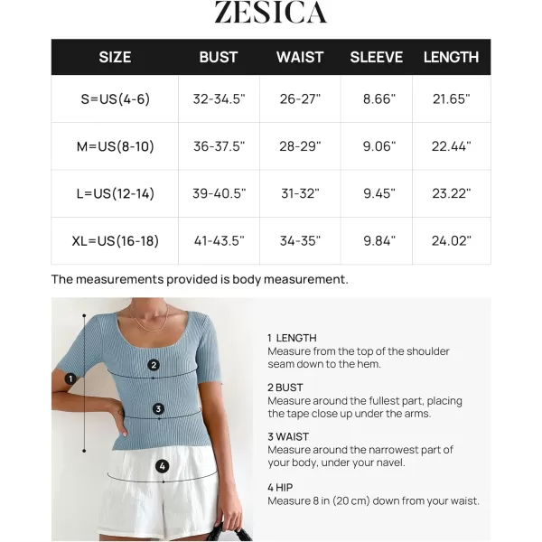 imageZESICA Womens 2023 Short Sleeve Square Neck T Shirts Slim Fitted Summer Ribbed Knit Basic Casual Tee TopsLightblue