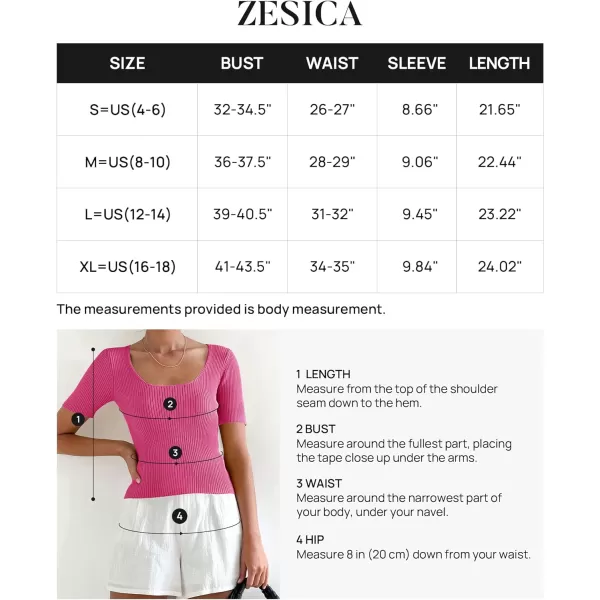 imageZESICA Womens 2023 Short Sleeve Square Neck T Shirts Slim Fitted Summer Ribbed Knit Basic Casual Tee TopsRose