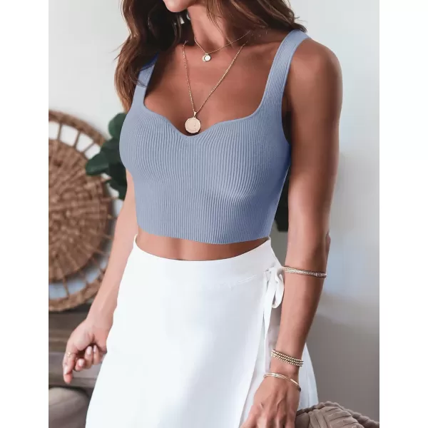imageZESICA Womens 2023 Sleeveless V Neck Tank Ribbed Knit Shirts Backless Slim Fit Basic Cute Crop TopsLightblue