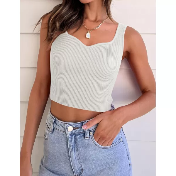 imageZESICA Womens 2023 Sleeveless V Neck Tank Ribbed Knit Shirts Backless Slim Fit Basic Cute Crop TopsWhite