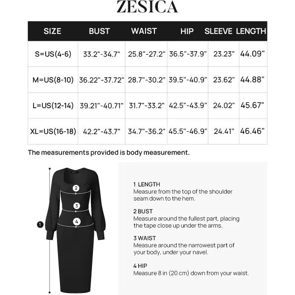 imageZESICA Womens 2023 Square Neck Sweater Dress Puff Long Sleeve Slim Fit Bodycon Fall Winter Ribbed Knit DresssBlack