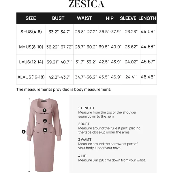 imageZESICA Womens 2023 Square Neck Sweater Dress Puff Long Sleeve Slim Fit Bodycon Fall Winter Ribbed Knit DresssPurple