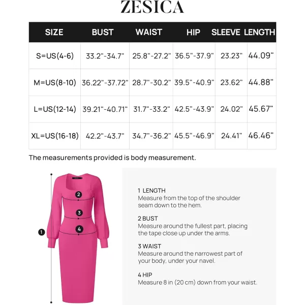 imageZESICA Womens 2023 Square Neck Sweater Dress Puff Long Sleeve Slim Fit Bodycon Fall Winter Ribbed Knit DresssRose