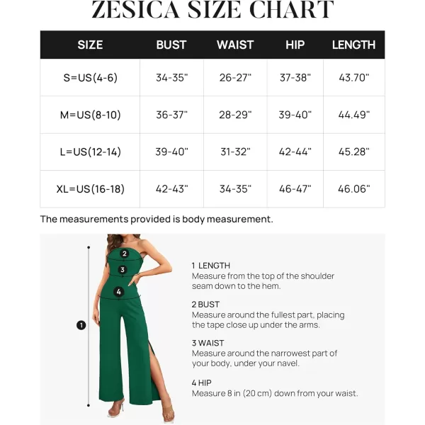 imageZESICA Womens 2023 Strapless Jumpsuit Casual Off Shoulder High Waist Wide Leg Side Slit Long Romper Playsuits with PocketsDarkgreen