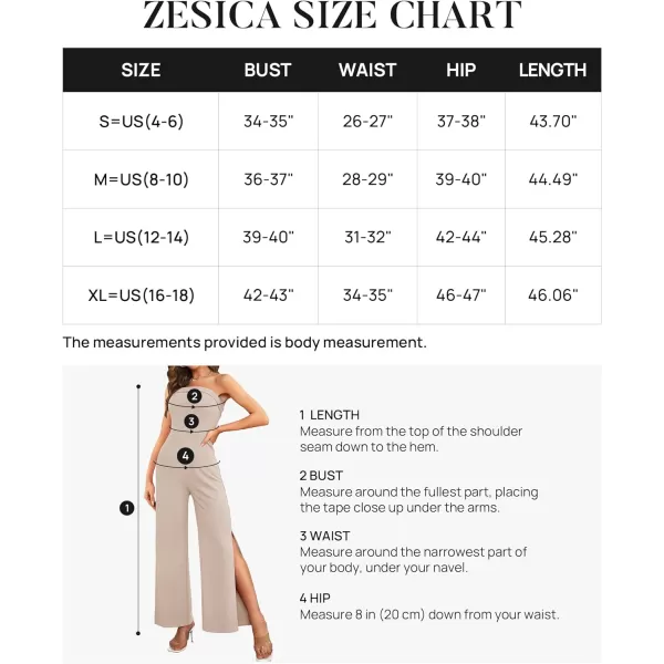 imageZESICA Womens 2023 Strapless Jumpsuit Casual Off Shoulder High Waist Wide Leg Side Slit Long Romper Playsuits with PocketsGreyapricot