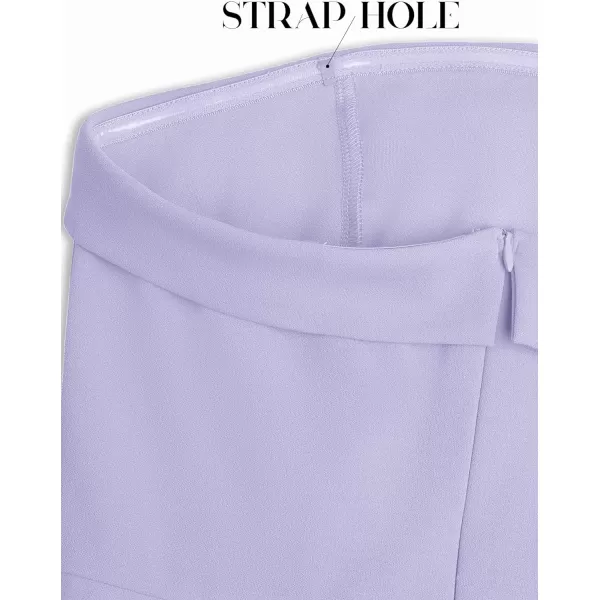imageZESICA Womens 2023 Strapless Jumpsuit Casual Off Shoulder High Waist Wide Leg Side Slit Long Romper Playsuits with PocketsPurple