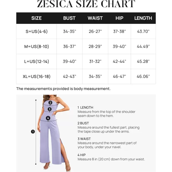 imageZESICA Womens 2023 Strapless Jumpsuit Casual Off Shoulder High Waist Wide Leg Side Slit Long Romper Playsuits with PocketsPurple