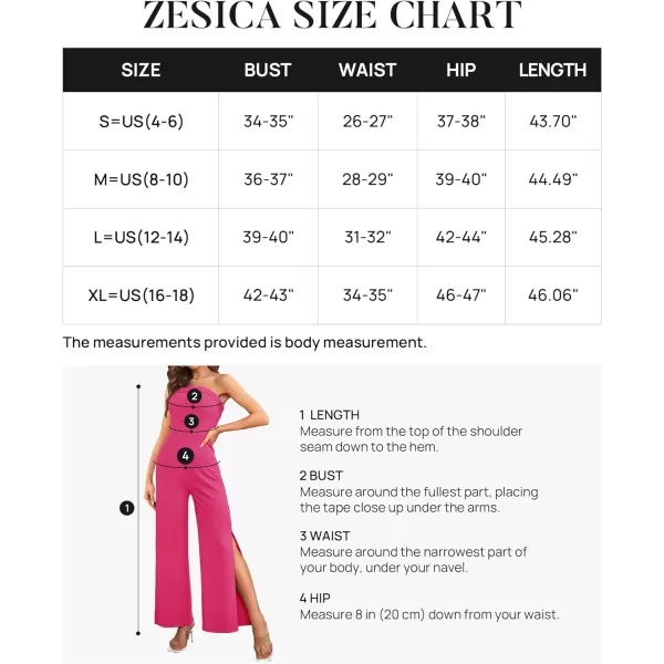 imageZESICA Womens 2023 Strapless Jumpsuit Casual Off Shoulder High Waist Wide Leg Side Slit Long Romper Playsuits with PocketsRose