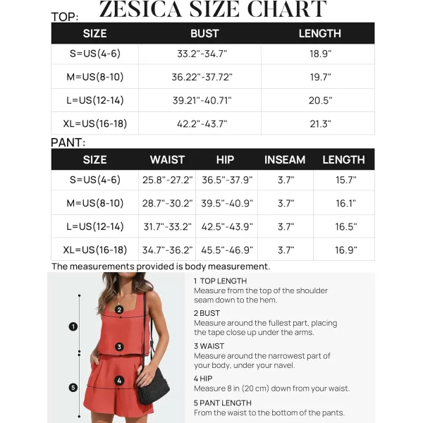 imageZESICA Womens 2023 Summer 2 Piece Outfit Linen Square Neck Tank Crop Top and Shorts Two Piece Lounge Matching SetOrangered