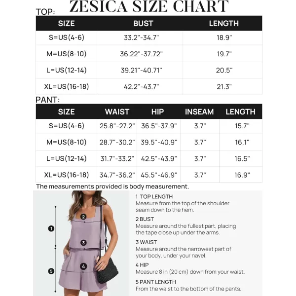 imageZESICA Womens 2023 Summer 2 Piece Outfit Linen Square Neck Tank Crop Top and Shorts Two Piece Lounge Matching SetPurple