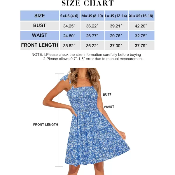 imageZESICA Womens 2023 Summer Boho Floral Printed Spaghetti Strap Square Neck Ruffle A Line Swing Beach Mini DressBlue