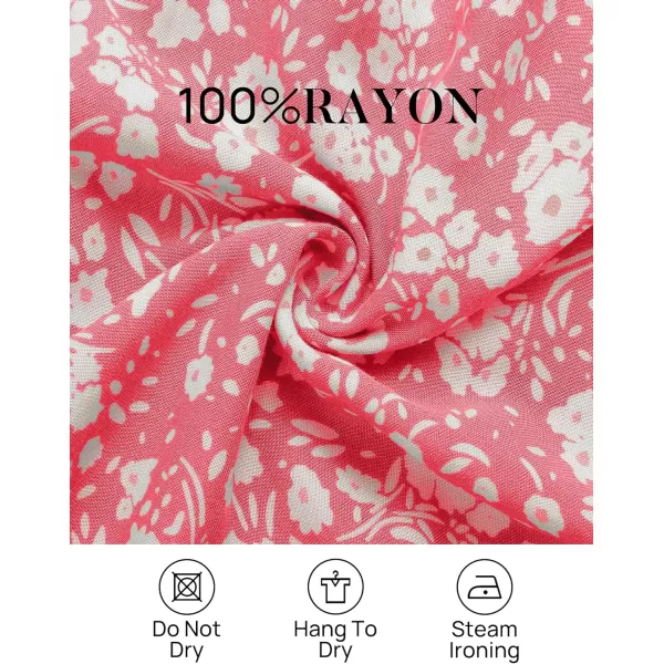 imageZESICA Womens 2023 Summer Boho Floral Printed Spaghetti Strap Square Neck Ruffle A Line Swing Beach Mini DressPink