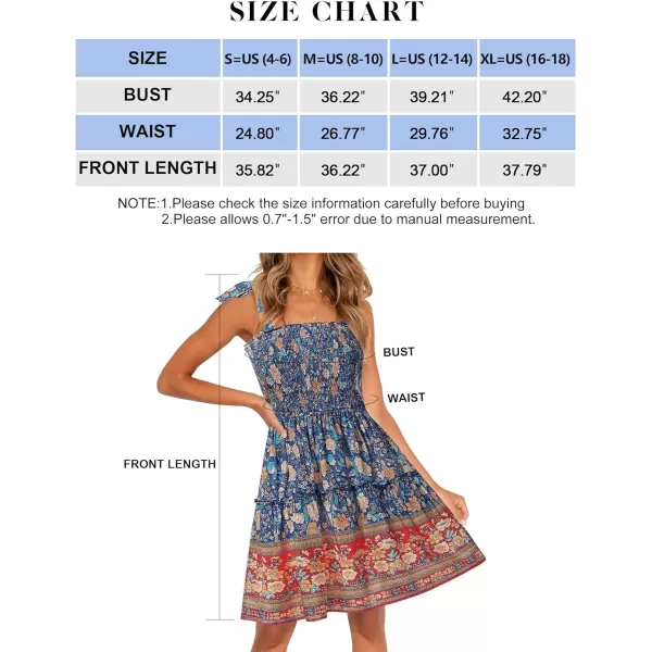 imageZESICA Womens 2023 Summer Boho Floral Printed Spaghetti Strap Square Neck Ruffle A Line Swing Beach Mini DressRoyalblue