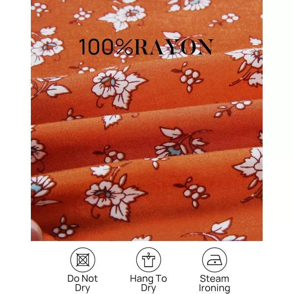 imageZESICA Womens 2023 Summer Boho Floral Printed Spaghetti Strap Square Neck Ruffle A Line Swing Beach Mini DressTangerine