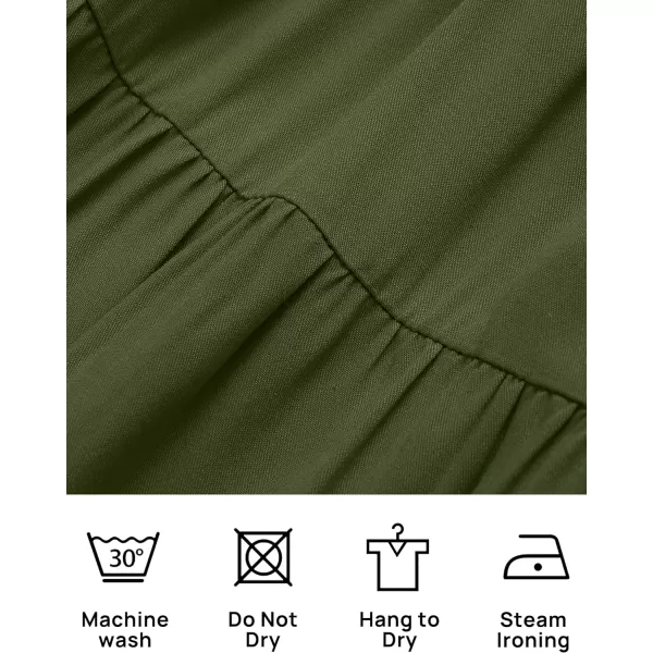 imageZESICA Womens 2023 Summer Boho Off Shoulder Short Sleeve Smocked Ruffle Swing High Low Mermaid Cocktail Party DressArmygreen