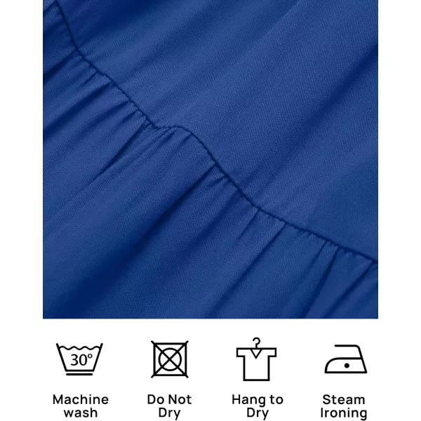 imageZESICA Womens 2023 Summer Boho Off Shoulder Short Sleeve Smocked Ruffle Swing High Low Mermaid Cocktail Party DressBlue