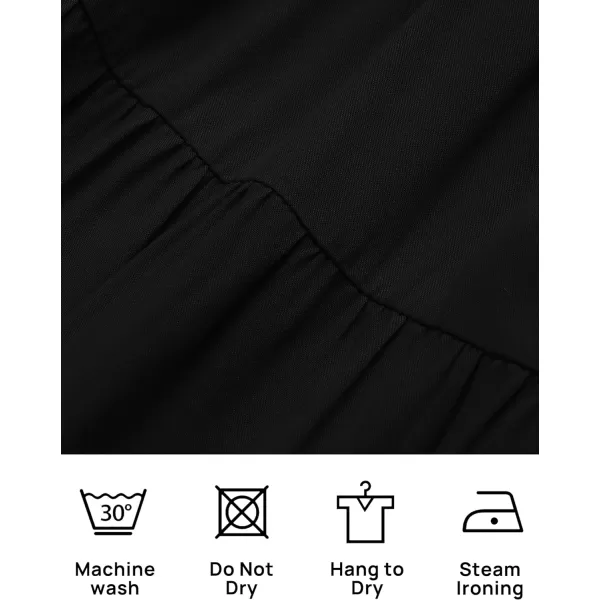 imageZESICA Womens 2023 Summer Boho Off Shoulder Short Sleeve Smocked Ruffle Swing High Low Mermaid Cocktail Party DressDarkblack