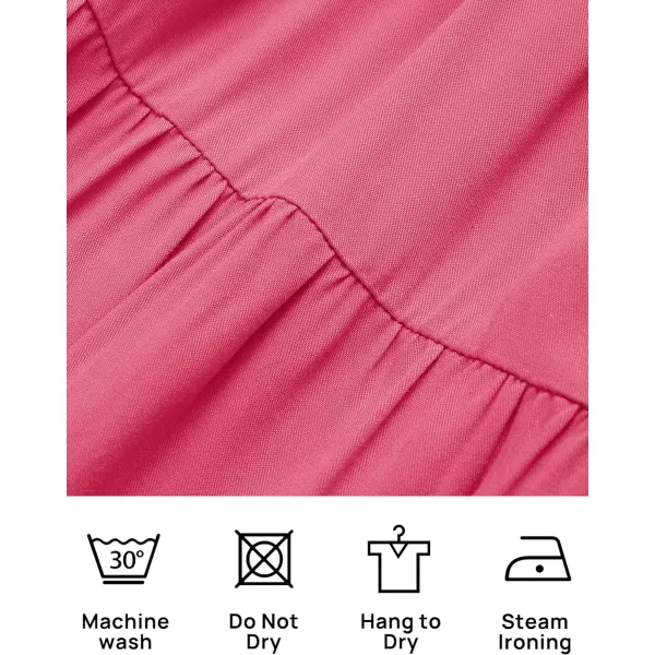 imageZESICA Womens 2023 Summer Boho Off Shoulder Short Sleeve Smocked Ruffle Swing High Low Mermaid Cocktail Party DressHotpink
