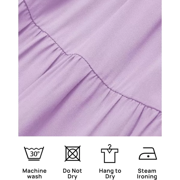 imageZESICA Womens 2023 Summer Boho Off Shoulder Short Sleeve Smocked Ruffle Swing High Low Mermaid Cocktail Party DressLightpurple