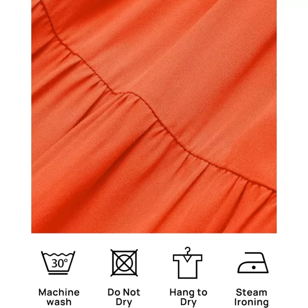 imageZESICA Womens 2023 Summer Boho Off Shoulder Short Sleeve Smocked Ruffle Swing High Low Mermaid Cocktail Party DressOrange