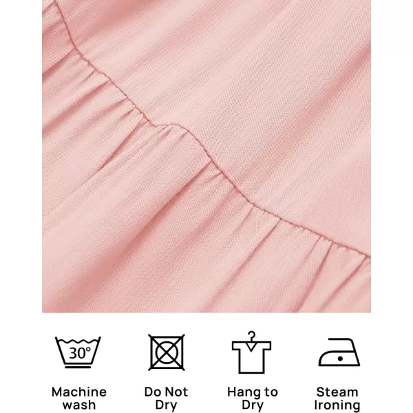 imageZESICA Womens 2023 Summer Boho Off Shoulder Short Sleeve Smocked Ruffle Swing High Low Mermaid Cocktail Party DressPink