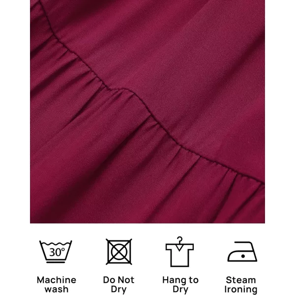 imageZESICA Womens 2023 Summer Boho Off Shoulder Short Sleeve Smocked Ruffle Swing High Low Mermaid Cocktail Party DressPlum