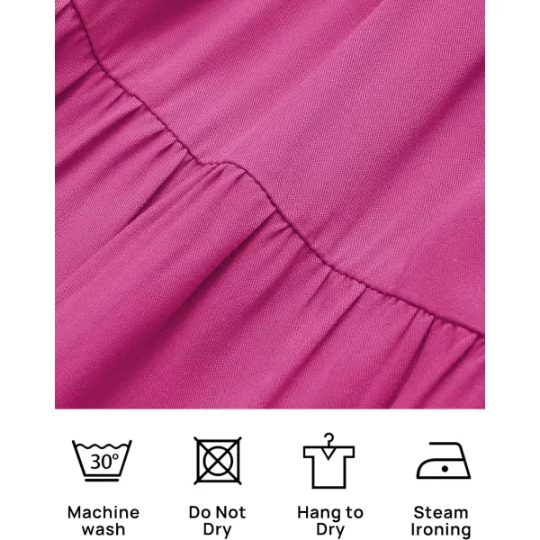 imageZESICA Womens 2023 Summer Boho Off Shoulder Short Sleeve Smocked Ruffle Swing High Low Mermaid Cocktail Party DressRosepink