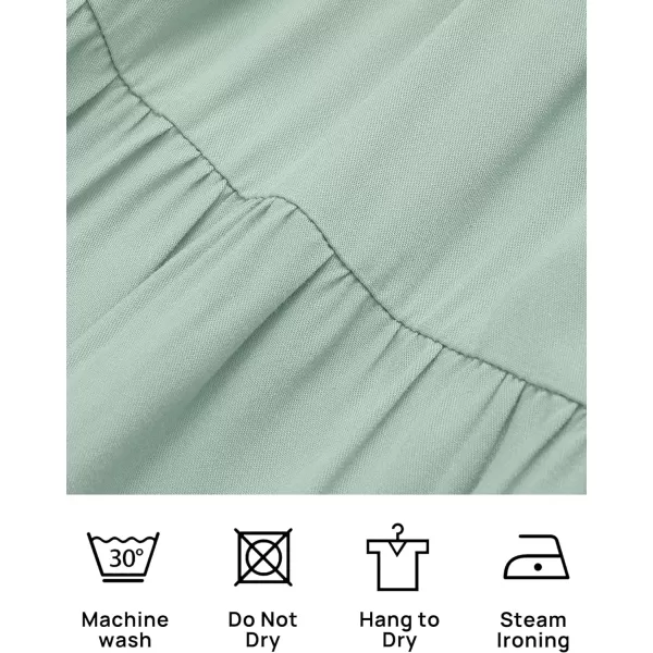imageZESICA Womens 2023 Summer Boho Off Shoulder Short Sleeve Smocked Ruffle Swing High Low Mermaid Cocktail Party DressSage